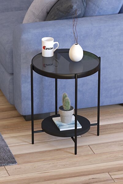 Pinkcloset طاولة جانبية أوسلو بقطر 42، قاعدة سوداء