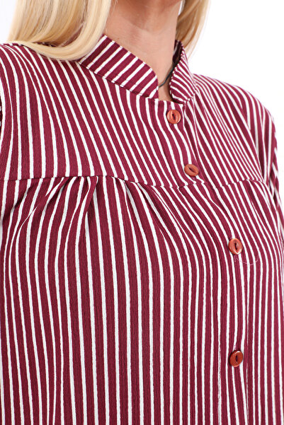 AfifeCOLLECTİON Comfortable Fit Striped Bottom Top Set Stylish Patterned Mother's Set with Trousers