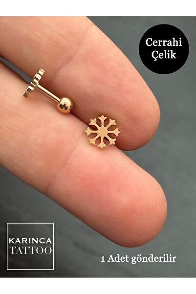Karınca Piercing Kar Tanesi Rose veya Gold Piercing Conch Flat Forward Helix Kıkırdak Kulak Çelik Tragus Piercing