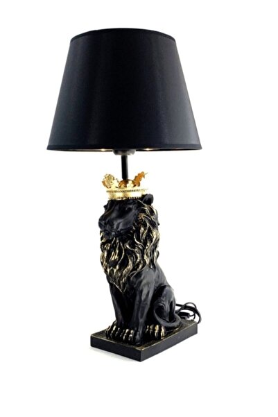 HM DESİGN H&M DESIGN TAÇLI ASLAN HEYKELİ MASA ÜZERİ ABAJUR AYDINLATMA HEYKEL ...