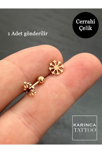 Karınca Piercing Rose Gold Piercing - Conch Flat Forward Helix Cartilage Ear Steel Tragus Piercing