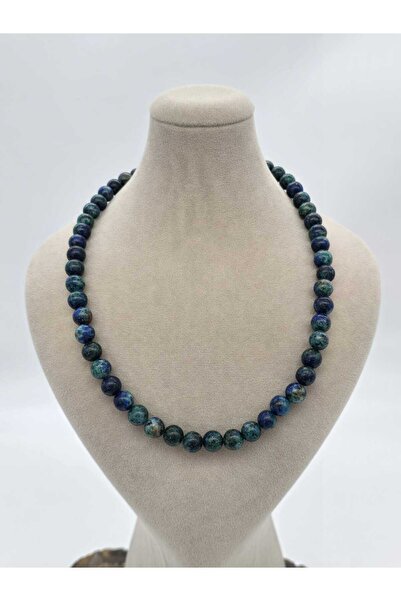 NBS Beautiful Naturel Stones 8 Mm Azurite Natural Stone Necklace