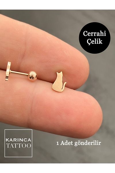 Karınca Piercing Cat Rose Piercing - Conch Flat Forward Helix, Cartilage and Ear Surgical Steel Tragus