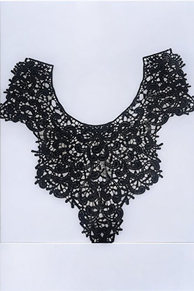 DUAYEN Siyah güpür  yaka büyük kaptanıderya desen 1 adet