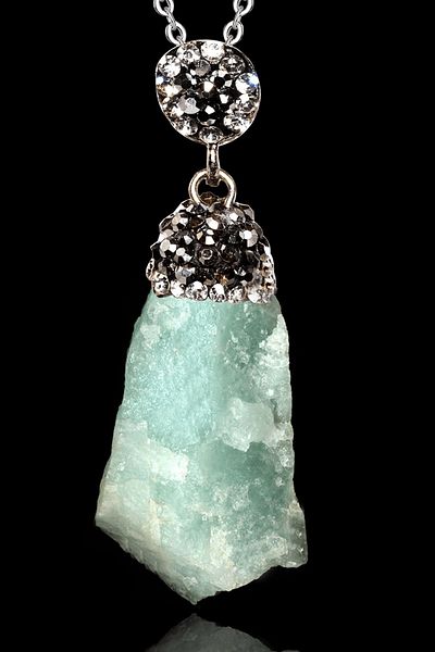 Tesbih Atölyesi Raw Unprocessed Zircon and Amazonite Stone Necklace - Certified