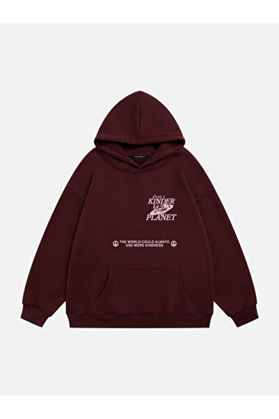 Mad&Calf سويت شيرت نسائي من الصوف بغطاء للرأس كبير الحجم مطبوع من Kinder Planet