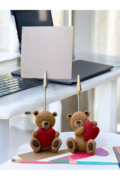 Perazayn Sevimli Kalpli Ayıcıklar Fotoğraf Not Tutacağı Ofis Masası Tutucu He...