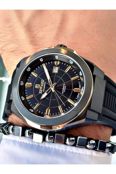 Reward Men's Wristwatch - Black Color, Steel Case, Mechanism, Luxury Bracelet