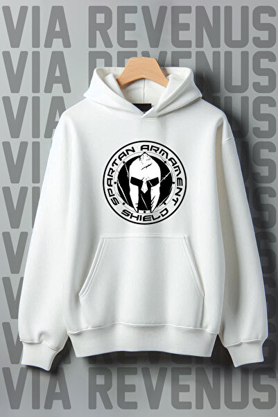 Vordevia Bela Sparta Štampano dukserica sa kengur džepom - široka kroja sa 3 ...