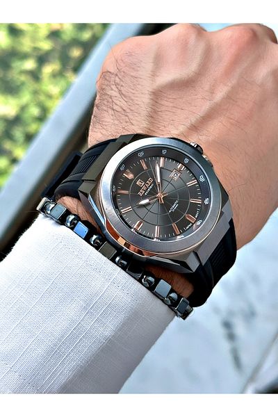Reward Men's Wristwatch - Black Color, Steel Case, Mechanism, Luxury Bracelet