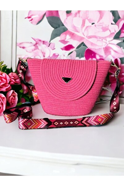 GNG Home Tekstil Geantă de umăr din paie tricotată manual cu curea