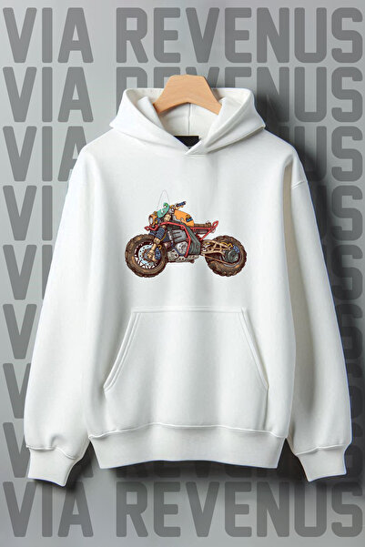 Vordevia Світшот з великим капюшоном і принтом мотора - кишеня-кенгуру, 3 нит...