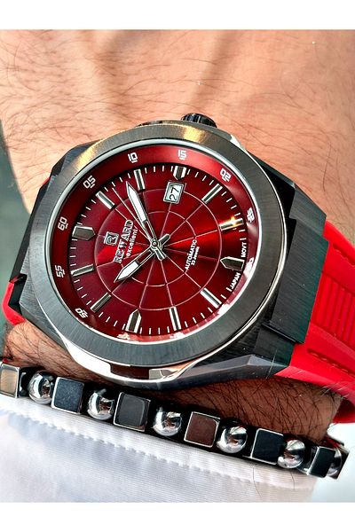 Reward Men's Wristwatch - Red Color, Steel Case, Mechanism and Bracelet Included