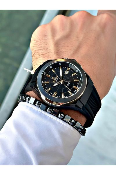Reward Men's Wristwatch - Black Color, Steel Case, Mechanism, Luxury Bracelet