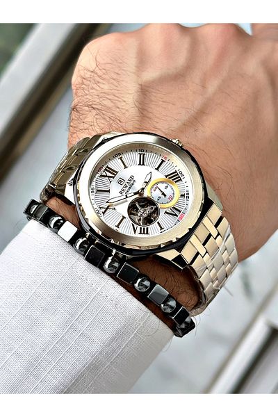 Reward Men's Wristwatch - Gold Color, Steel Mechanism, Case Cord + Bracelet