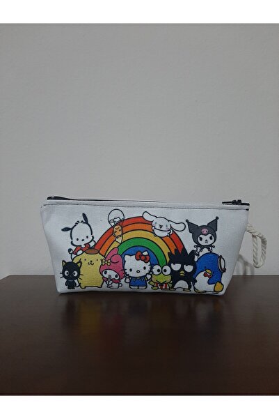 owl bag Sanrio Lik Sa deznom Beli držač za olovke i šminka Torba - Hello Kitt...