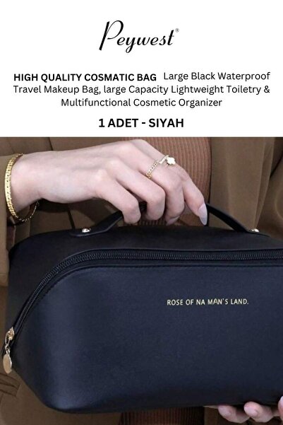 PEYWEST Потовщена сумка для макіяжу Pu великої місткості водонепроникна сумка-органайзер для подорожей зі шкіри
