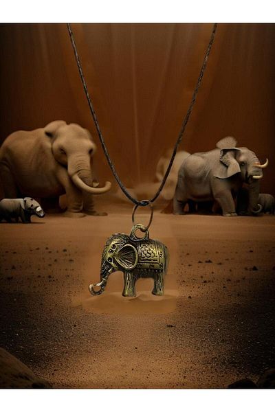 whocares Unisex Necklace Antique Color Embroidered Elephant Symbol Elegant and Stylish Quality