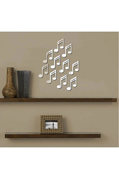 Şirin Lazer Notalar Gümüş renk Aynalı pleksi müzik odası müzik okulu duvar de...
