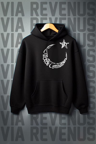 Vordevia Hanorac cu glugă, cu 3 fire, cu buzunar cangur, cu imprimeu Ataturk ...