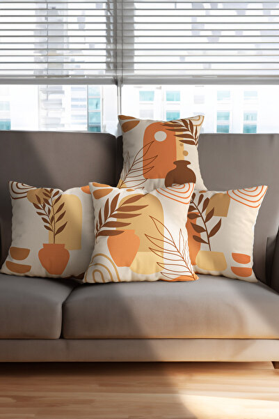 Royalte Σετ με 4 ψηφιακά εμπριμέ κάλυμμα μαξιλαριού με μοτίβο φύλλων με θέμα ...