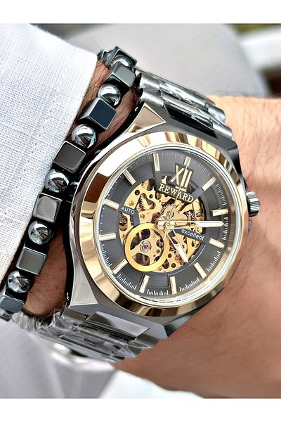 Reward Men's Wristwatch - Smoke Color, Steel Case, Mechanism Luxury, Bracelet Included