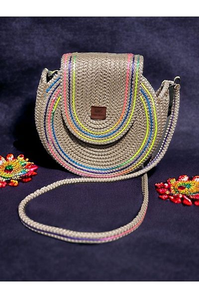 GNG Home Tekstil Natural Jute Rope Shoulder Bag with Strap - Hand-Woven