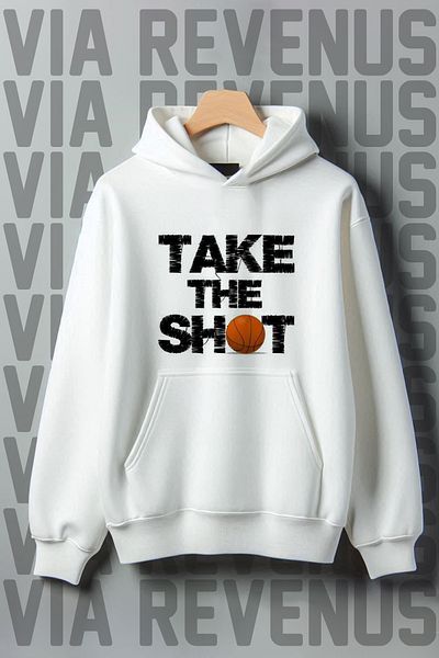 Vordevia Basketball Printed White Hooded Sweatshirt - Wide Fit, 3 Thread Raster