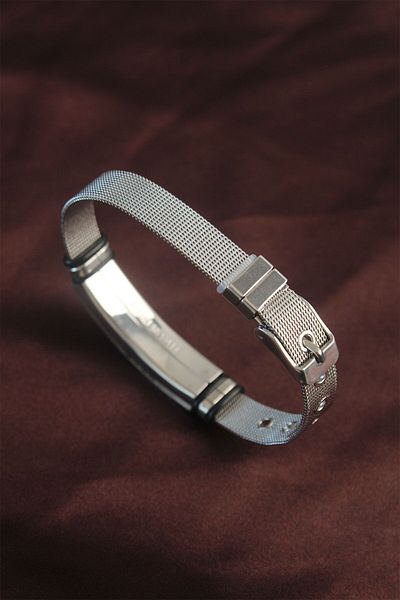 Clariss Men's Black Pattern Adjustable Bracelet (316L Steel)