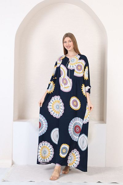 mervemoda Γυναικείο υφαντό φόρεμα με μακρύ μανίκι τριών τετάρτων