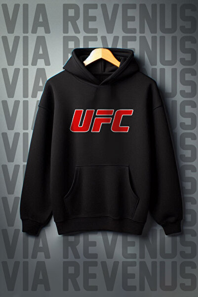 Vordevia Hanorac cu glugă cu buzunar cangur cu 3 fire imprimat UFC