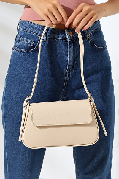 Ladies 93005 حقيبة يد نسائية ذات تصميم بسيط وغطاء كريمي