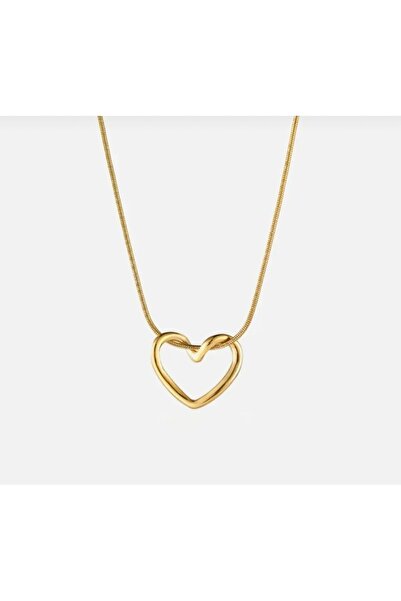 NV Jewellery Çelik Valentine’s Düğüm Kalp Kolye İçi Boş Kalp Gold