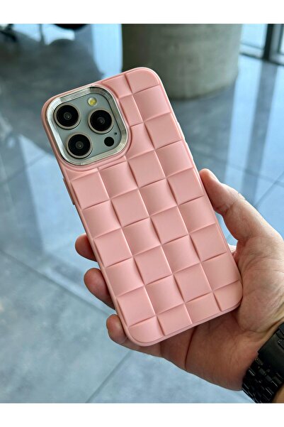 OSGTEK Iphone 15 Pro Max Kılıf Örgü Desenli Kamera Çerçeveli Yumuşak Premium