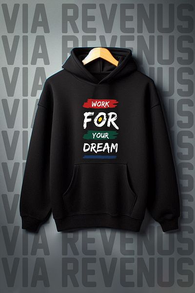Vordevia Black Kangaroo Pocket - 3 Thread Ribbed Wide Fit Hooded Sweatshirt
