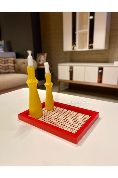 Maison Avf Rattan Hazeran Dikdörtgen Tepsi Elma Şekeri Renk (%100 Doğal Hazer...