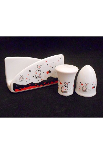 Cats By Luyano Salt Shaker Pepper Napkin Holder Set of 3 Home Tableware Kitchen Love Cats Porcelain Collectible with Love Cat