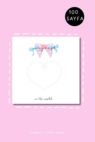 pnkycrco Basic" I Am Just A Girl In The World "yazılı | Not Kağıdı Ofis Blokn...