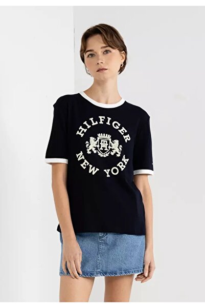 Tommy Hilfiger Varsity Floklu Logolu Tişört