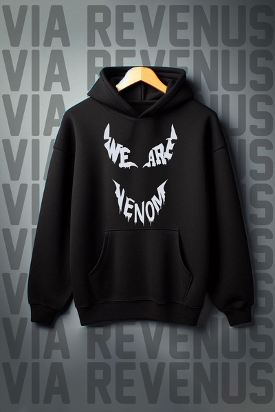 Vordevia Imprimat Wenom - Buzunar cangur cu 3 fire, hanorac cu glugă cu formă...