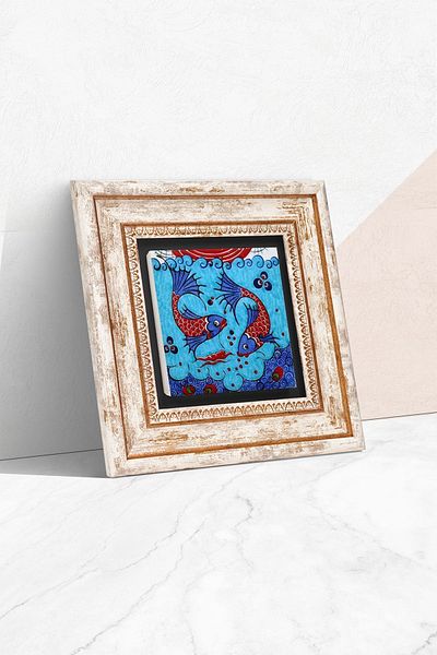 Pinecone Tile Art Fish Stone Wall Painting Framed Wall Decor Wall Art