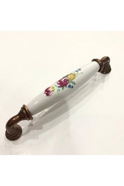 CLV PORSELEN KULP Porcellana Perla - 128mm -Real Porcelain Handle Furniture Handle Cabinet Handle-Copper-White-