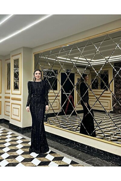 Sultan Ekşioğlu Tasarımı Blacksea Vatkalı Kemerli Balık Kuyruklu Abiye Elbise