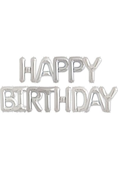 He2 Balon Happy Birthday Yazılı Harf Folyo Balon 16 Inç 40 cm Gümüş