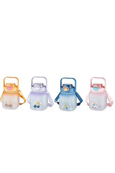 Vagonlife Tritan 1100 Ml - Children's Water Bottle with Strap and Straw-Free Extracting Gift