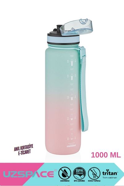 Uzspace 1000ml Large Size Motivational Water Bottle - Double Color Softtouch Tritan Water Bottle