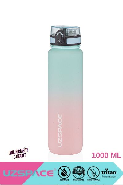Uzspace 1000ml Large Size Motivational Water Bottle - Double Color Softtouch Tritan Water Bottle