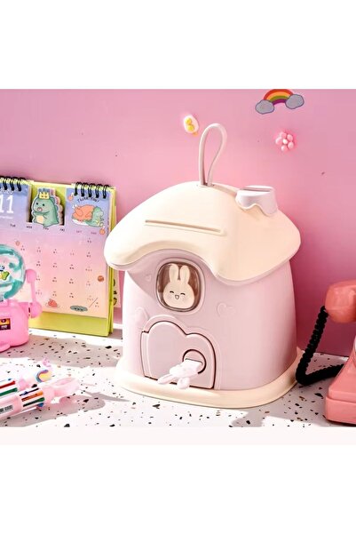 ARVALE Sevimli Kilitli Ev Kumbara Mantar Ev Kumbara - Pembe