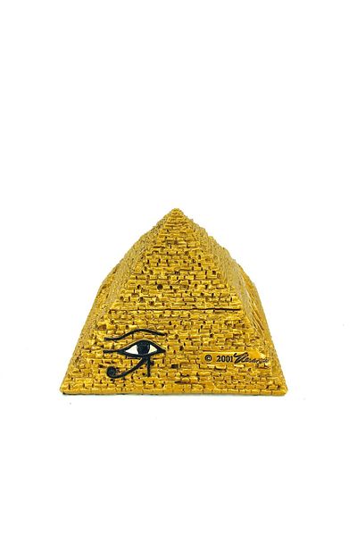Tüterler Ancient Egypt Pyramid Themed Gold Jewelry Box | Decorative Covered Jewelry Box | Eye of Ra