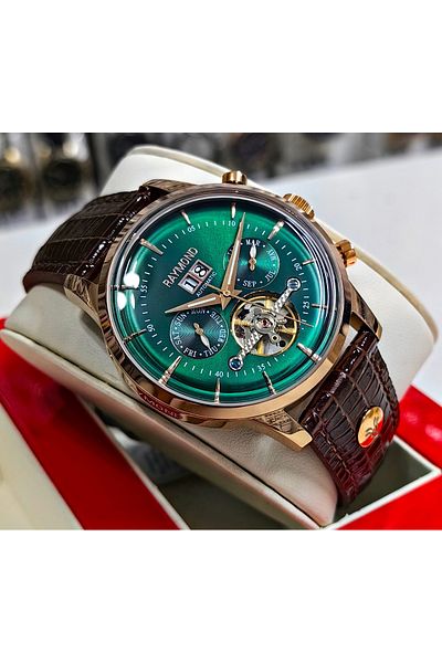 Raymond Men's Automatic Wristwatch - Brown Green